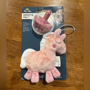 NWT Itzy Ritzy Sweetie Pal Pink Unicorn - Silicone Pacifier and Plush Pacifier